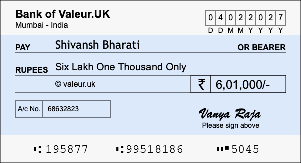 How to write a cheque for 6.01 lakh rupees How to write a cheque for 6.01 lakh rupees