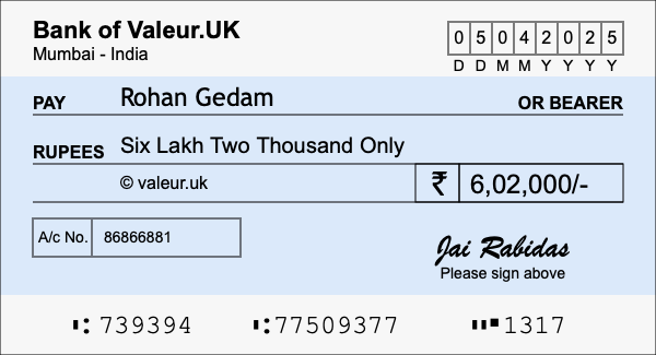 How to write a cheque for 6.02 lakh rupees How to write a cheque for 6.02 lakh rupees