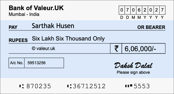 How to write a cheque for 6.06 lakh rupees How to write a cheque for 6.06 lakh rupees