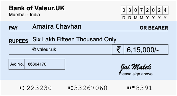 How to write a cheque for 6.15 lakh rupees How to write a cheque for 6.15 lakh rupees