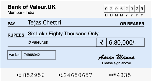 How to write a cheque for 6.8 lakh rupees How to write a cheque for 6.8 lakh rupees