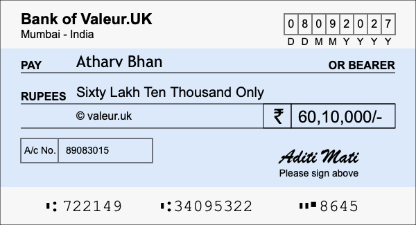 How to write a cheque for 60.1 lakh rupees How to write a cheque for 60.1 lakh rupees