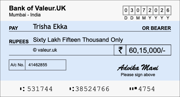 How to write a cheque for 60.15 lakh rupees How to write a cheque for 60.15 lakh rupees