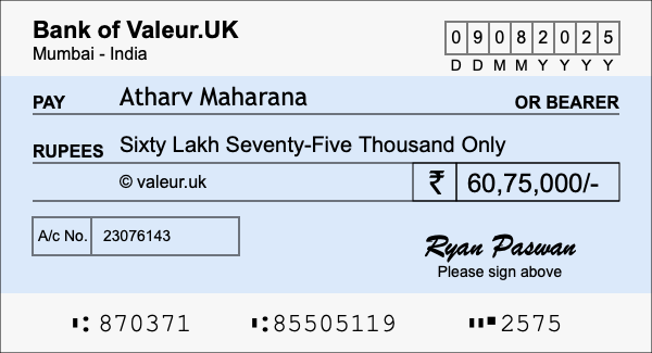 How to write a cheque for 60.75 lakh rupees How to write a cheque for 60.75 lakh rupees