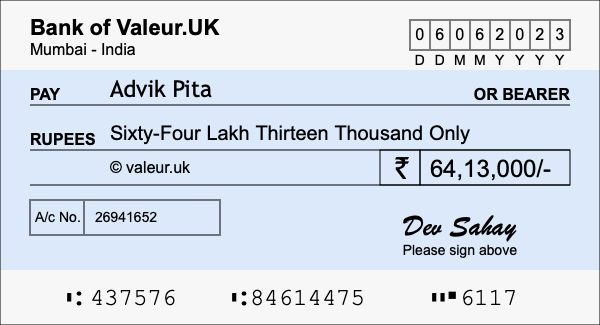 How to write a cheque for 64.13 lakh rupees How to write a cheque for 64.13 lakh rupees