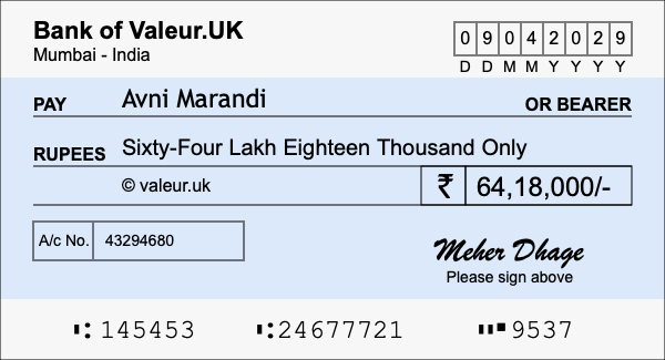 How to write a cheque for 64.18 lakh rupees How to write a cheque for 64.18 lakh rupees