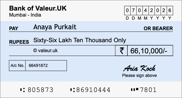 How to write a cheque for 66.1 lakh rupees How to write a cheque for 66.1 lakh rupees