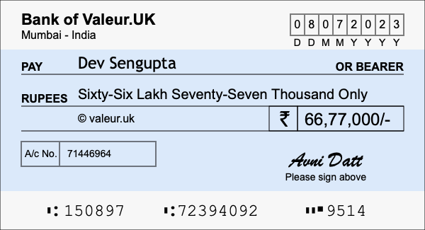 How to write a cheque for 66.77 lakh rupees How to write a cheque for 66.77 lakh rupees