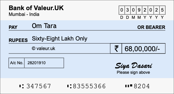 How to write a cheque for 68 lakh rupees How to write a cheque for 68 lakh rupees