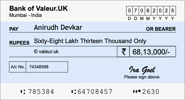 How to write a cheque for 68.13 lakh rupees How to write a cheque for 68.13 lakh rupees