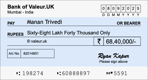 How to write a cheque for 68.4 lakh rupees How to write a cheque for 68.4 lakh rupees