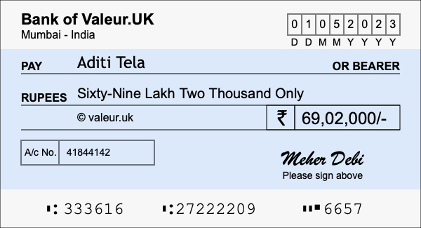 How to write a cheque for 69.02 lakh rupees How to write a cheque for 69.02 lakh rupees