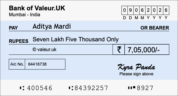 How to write a cheque for 7.05 lakh rupees How to write a cheque for 7.05 lakh rupees