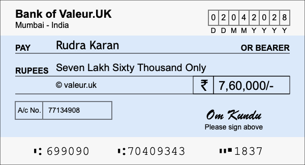 How to write a cheque for 7.6 lakh rupees How to write a cheque for 7.6 lakh rupees