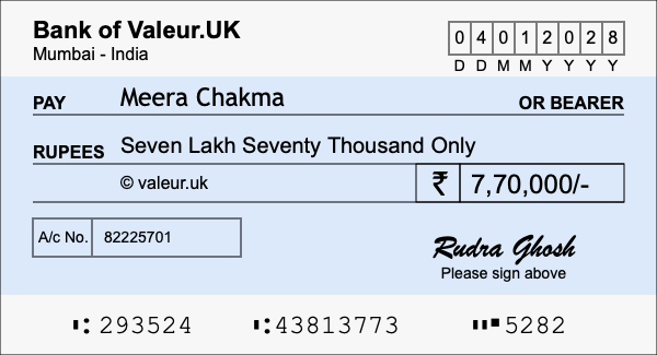 How to write a cheque for 7.7 lakh rupees How to write a cheque for 7.7 lakh rupees