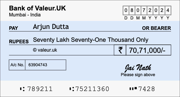 How to write a cheque for 70.71 lakh rupees How to write a cheque for 70.71 lakh rupees