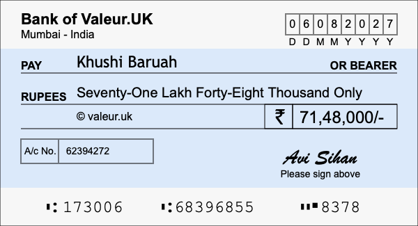 How to write a cheque for 71.48 lakh rupees How to write a cheque for 71.48 lakh rupees