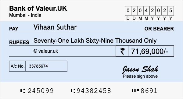 How to write a cheque for 71.69 lakh rupees How to write a cheque for 71.69 lakh rupees