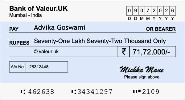 How to write a cheque for 71.72 lakh rupees How to write a cheque for 71.72 lakh rupees