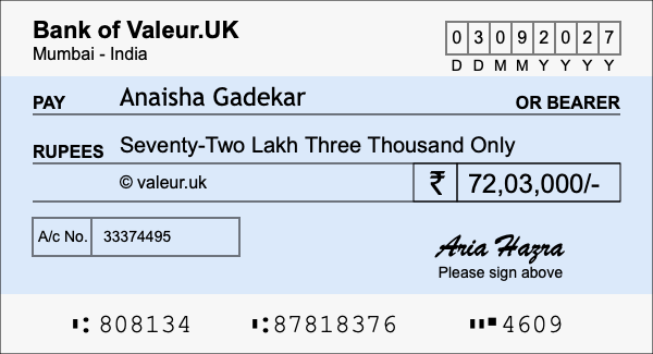 How to write a cheque for 72.03 lakh rupees How to write a cheque for 72.03 lakh rupees
