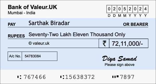 How to write a cheque for 72.11 lakh rupees How to write a cheque for 72.11 lakh rupees