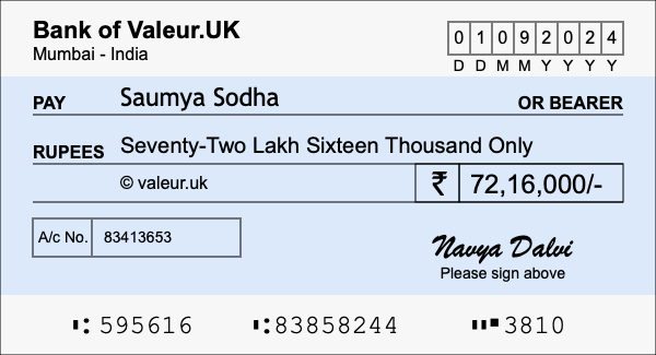 How to write a cheque for 72.16 lakh rupees How to write a cheque for 72.16 lakh rupees