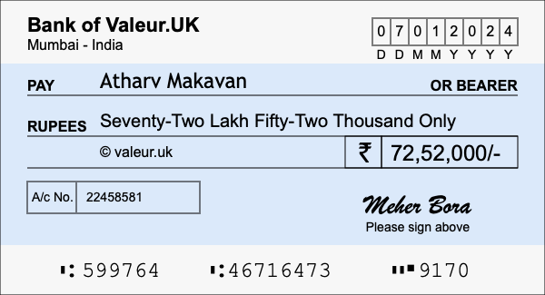 How to write a cheque for 72.52 lakh rupees How to write a cheque for 72.52 lakh rupees