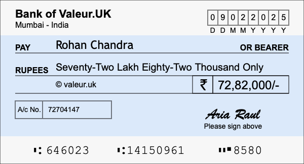 How to write a cheque for 72.82 lakh rupees How to write a cheque for 72.82 lakh rupees