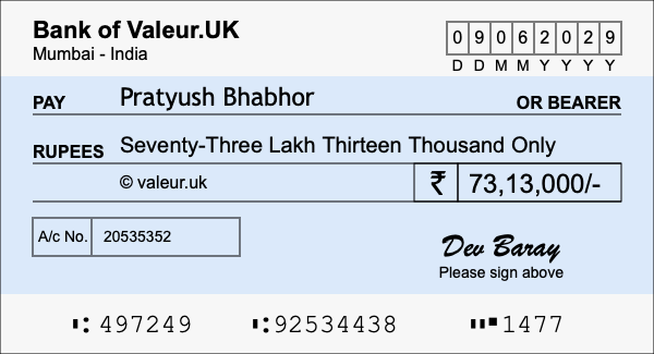 How to write a cheque for 73.13 lakh rupees How to write a cheque for 73.13 lakh rupees