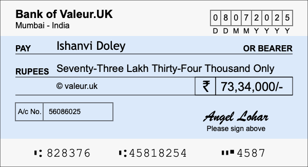 How to write a cheque for 73.34 lakh rupees How to write a cheque for 73.34 lakh rupees