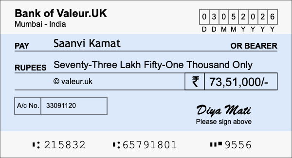 How to write a cheque for 73.51 lakh rupees How to write a cheque for 73.51 lakh rupees