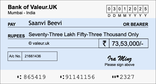 How to write a cheque for 73.53 lakh rupees How to write a cheque for 73.53 lakh rupees