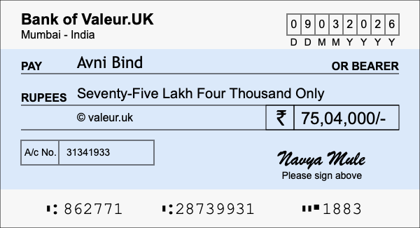 How to write a cheque for 75.04 lakh rupees How to write a cheque for 75.04 lakh rupees
