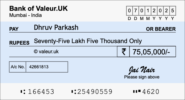 How to write a cheque for 75.05 lakh rupees How to write a cheque for 75.05 lakh rupees
