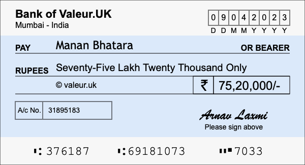 How to write a cheque for 75.2 lakh rupees How to write a cheque for 75.2 lakh rupees