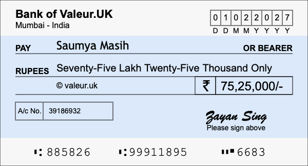 How to write a cheque for 75.25 lakh rupees How to write a cheque for 75.25 lakh rupees