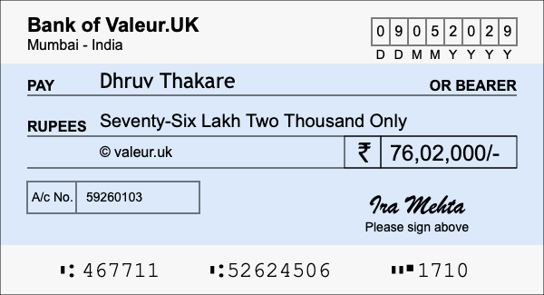 How to write a cheque for 76.02 lakh rupees How to write a cheque for 76.02 lakh rupees