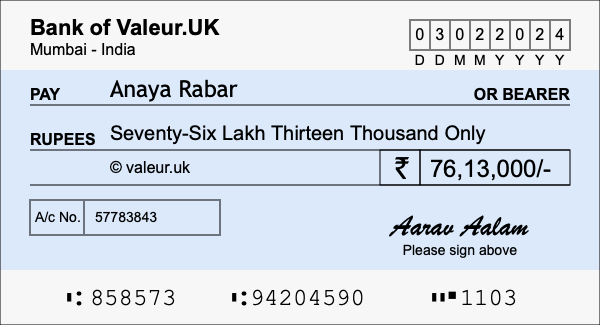 How to write a cheque for 76.13 lakh rupees How to write a cheque for 76.13 lakh rupees