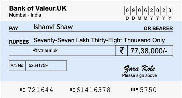How to write a cheque for 77.38 lakh rupees How to write a cheque for 77.38 lakh rupees