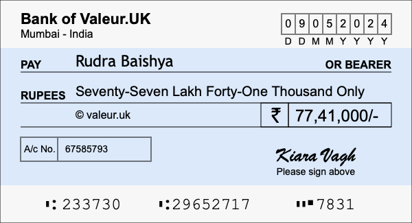 How to write a cheque for 77.41 lakh rupees How to write a cheque for 77.41 lakh rupees