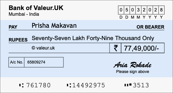 How to write a cheque for 77.49 lakh rupees How to write a cheque for 77.49 lakh rupees
