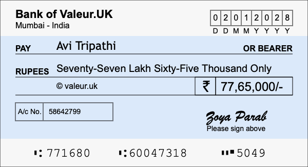 How to write a cheque for 77.65 lakh rupees How to write a cheque for 77.65 lakh rupees
