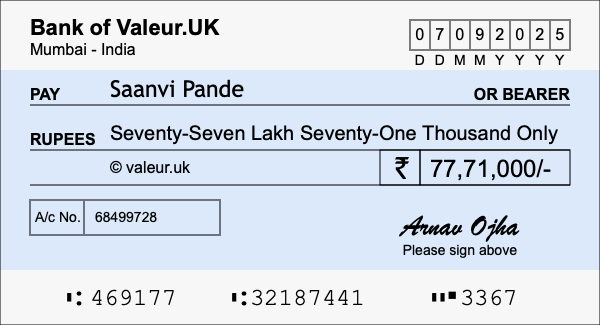 How to write a cheque for 77.71 lakh rupees How to write a cheque for 77.71 lakh rupees