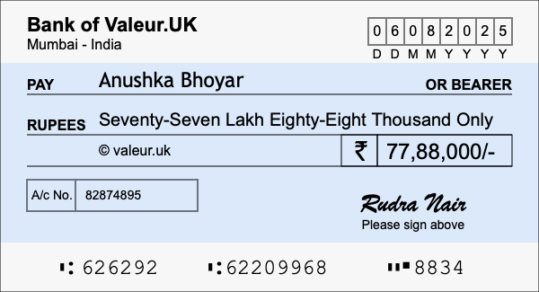 How to write a cheque for 77.88 lakh rupees How to write a cheque for 77.88 lakh rupees