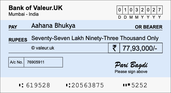 How to write a cheque for 77.93 lakh rupees How to write a cheque for 77.93 lakh rupees