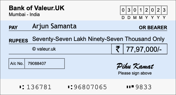 How to write a cheque for 77.97 lakh rupees How to write a cheque for 77.97 lakh rupees