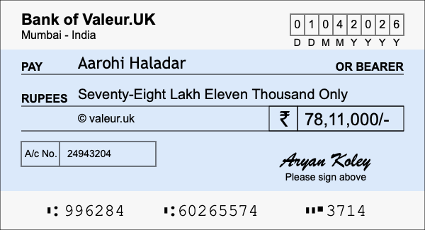 How to write a cheque for 78.11 lakh rupees How to write a cheque for 78.11 lakh rupees