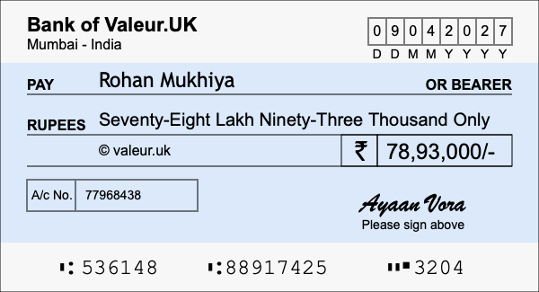 How to write a cheque for 78.93 lakh rupees How to write a cheque for 78.93 lakh rupees