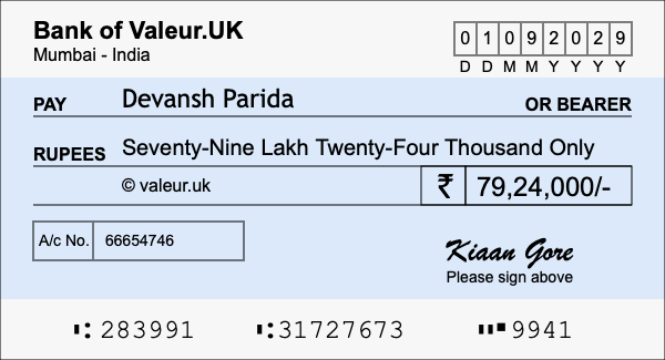 How to write a cheque for 79.24 lakh rupees How to write a cheque for 79.24 lakh rupees