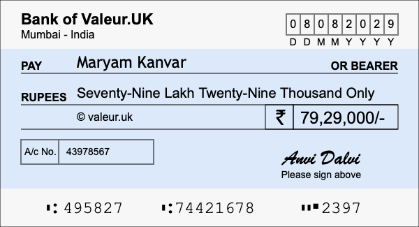 How to write a cheque for 79.29 lakh rupees How to write a cheque for 79.29 lakh rupees
